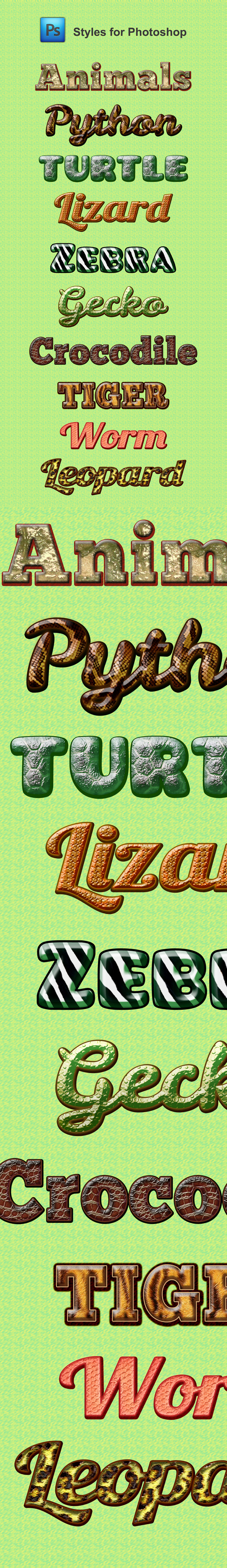 Animal Styles for Photoshop - Text Effects Styles