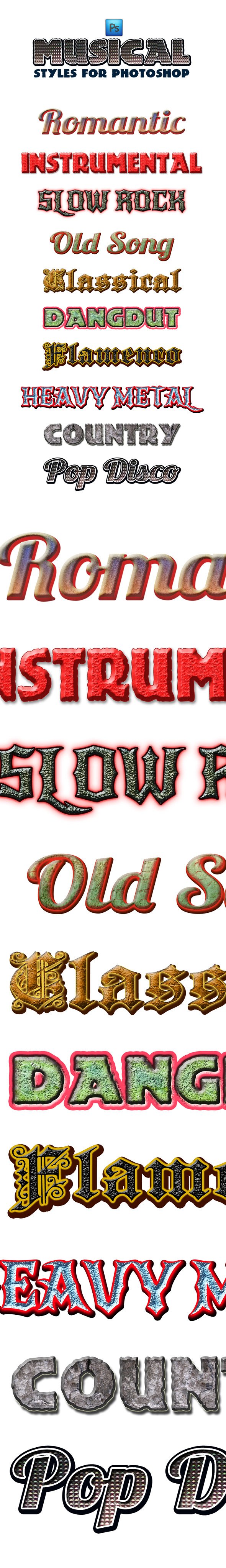 Musical Styles for Photoshop - Text Effects Styles
