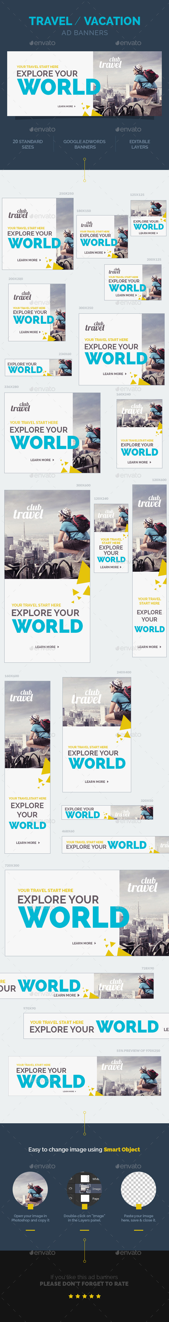 Travel / Vacation Ad Banners - Banners & Ads Web Elements