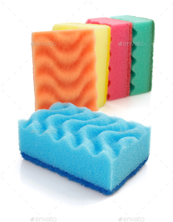 cleaning sponges on a white background, Stock image