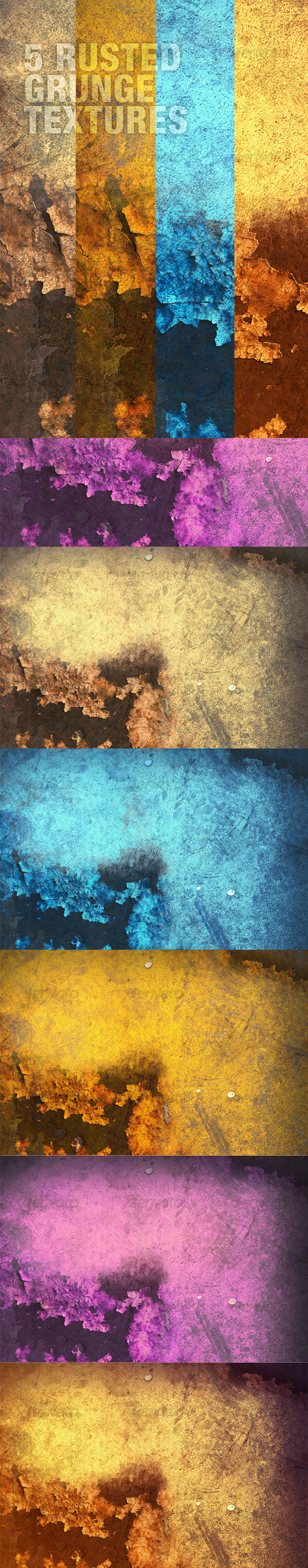 A Rusted Grunge Textures Pack in 5 Colours - Industrial / Grunge Textures