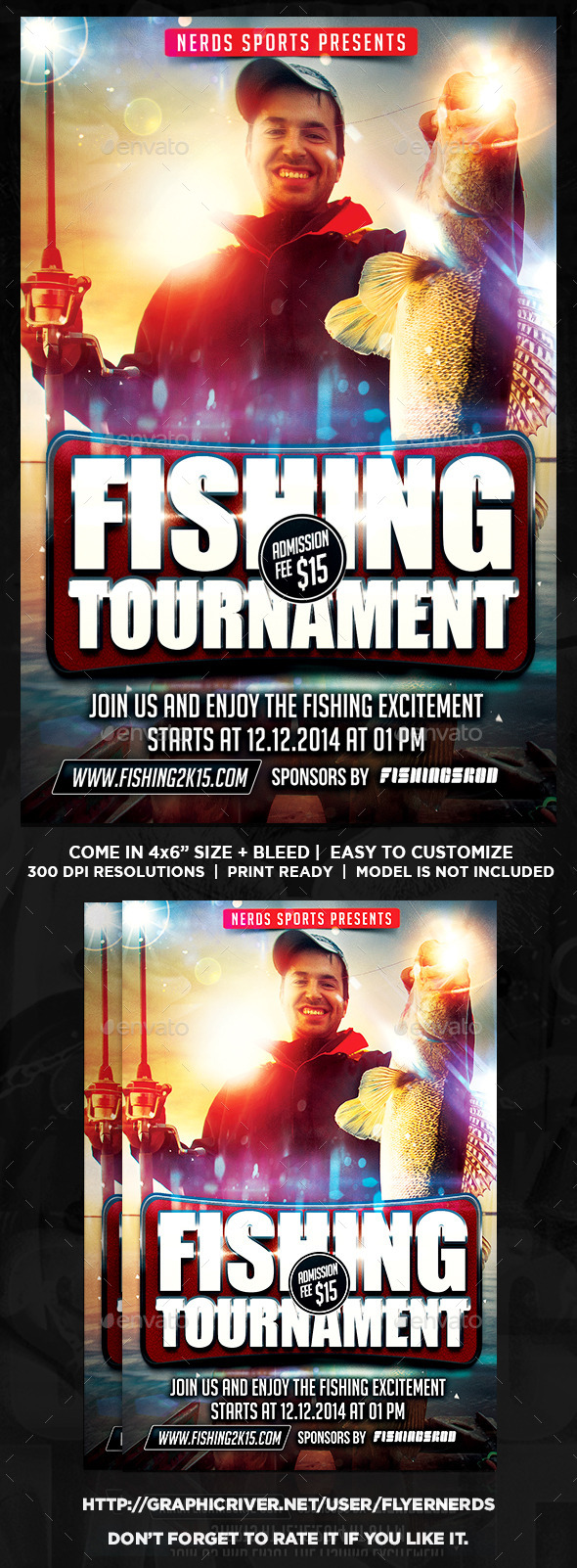 Fishing 2K15 Tournament Sports Flyer - Sports Events