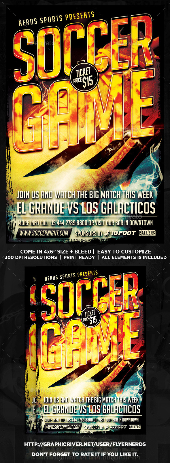 Soccer Game 2K15 Sports Flyer - Sports Events