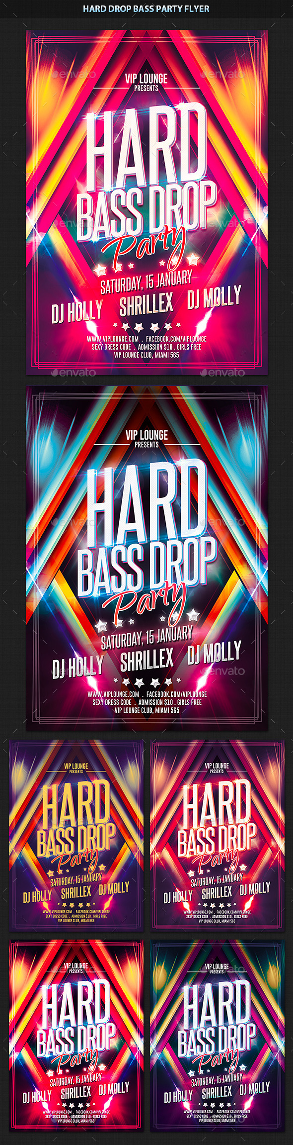 Hard Bass Drop Party Flyer - Clubs & Parties Events