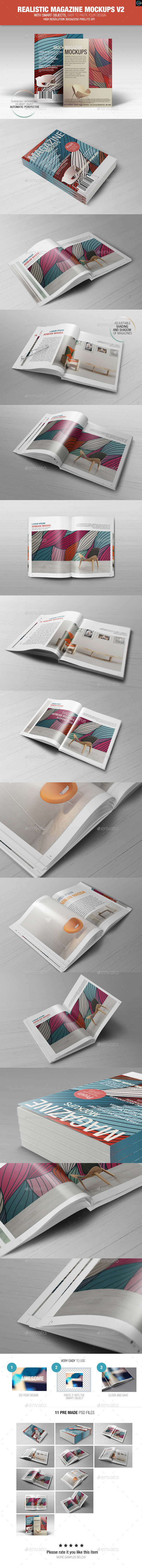 Realistic Magazine Mockups V2 - Magazines Print