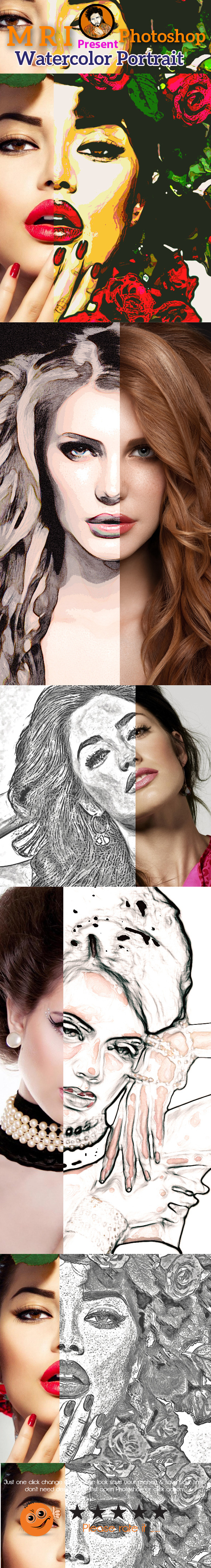 Watercolor Portrait - Photo Effects Actions