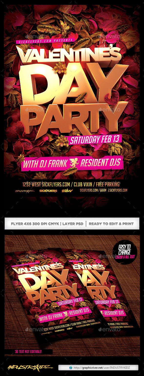 Valentines Day Party Flyer - Holidays Events