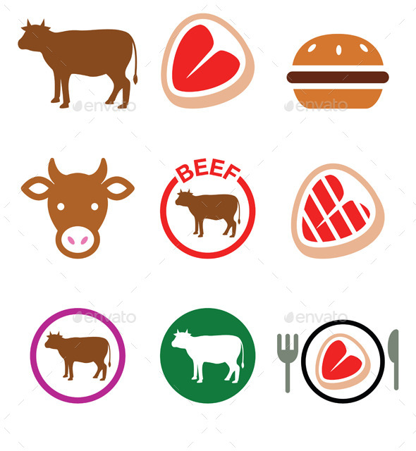 Beef Icon Set - Food Objects