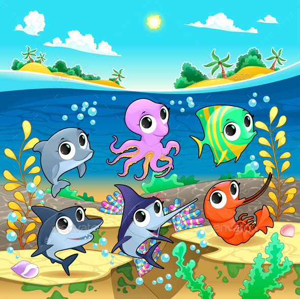 Marine Animals in the Sea - Animals Characters
