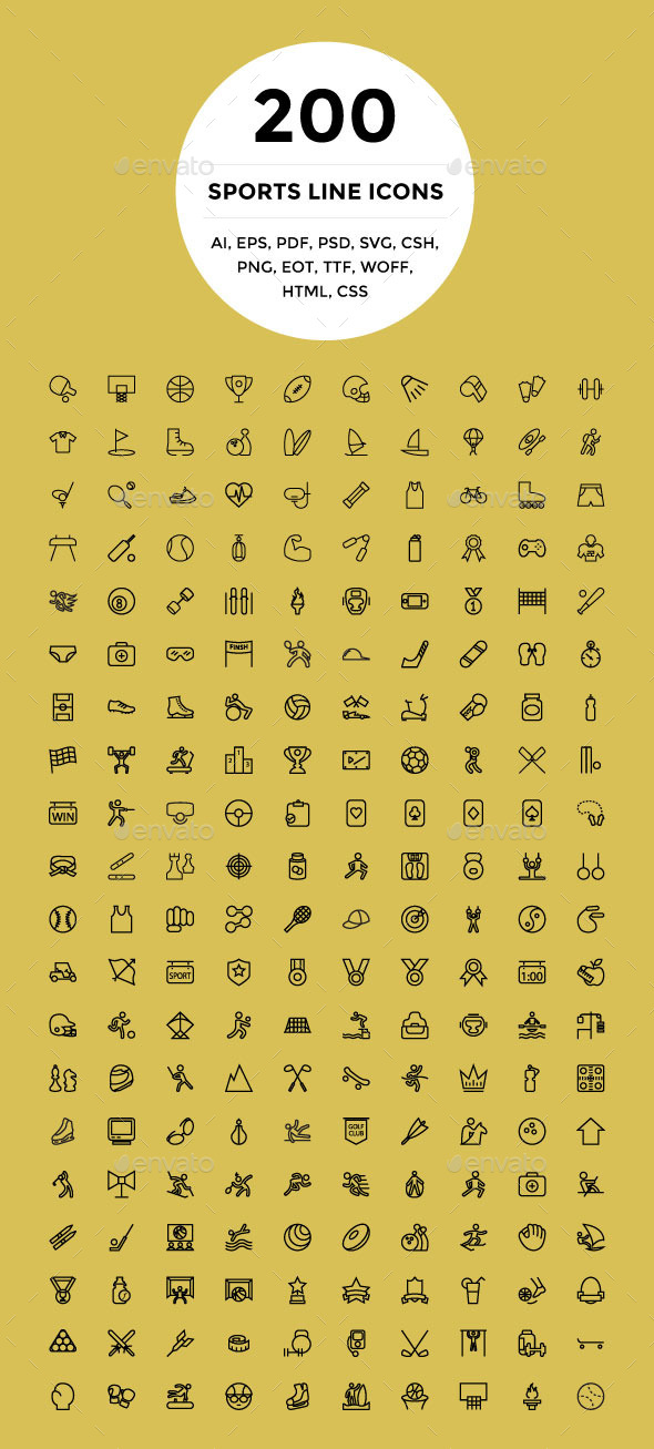 200 Sports Line Icons - Icons