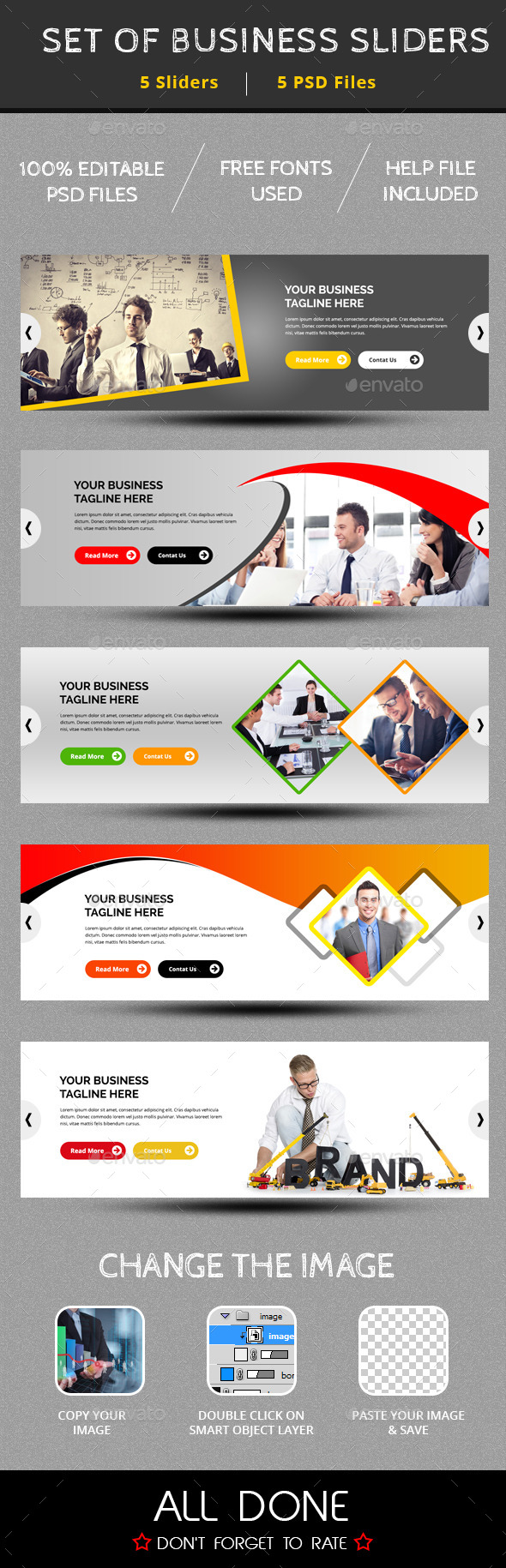 Set Of 5 Business Sliders - Sliders & Features Web Elements