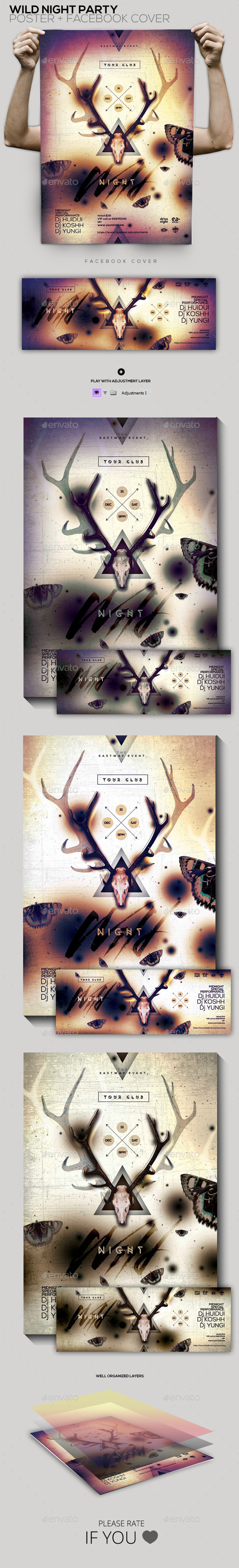 Wild Night Party Flyer/Poster/Facebook Cover - Clubs & Parties Events