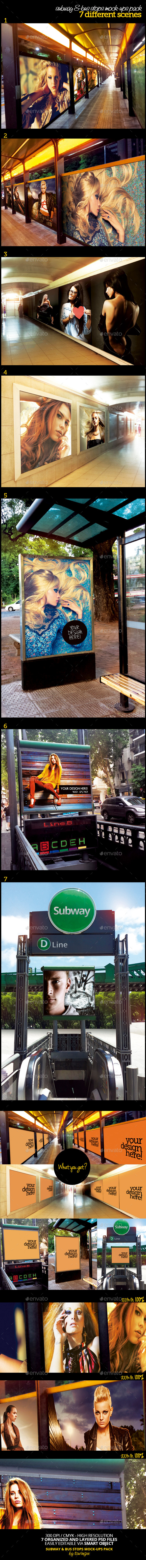 Subway & Bus Stops Mock-Ups Template Pack - Product Mock-Ups Graphics