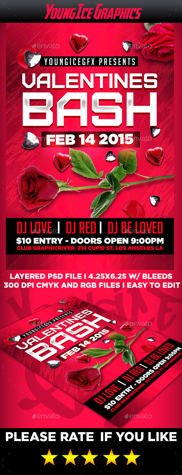 Valentines Bash Flyer Template - Clubs & Parties Events