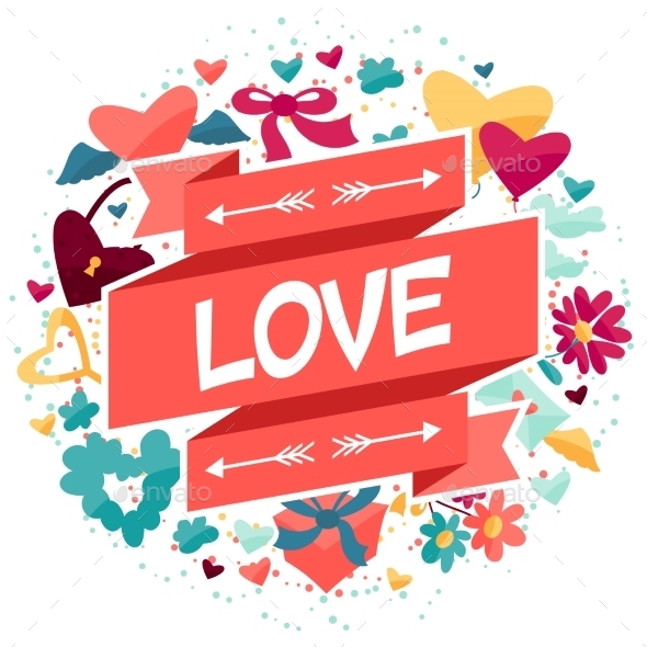 Background with Valentine's and Wedding Icons. - Valentines Seasons/Holidays