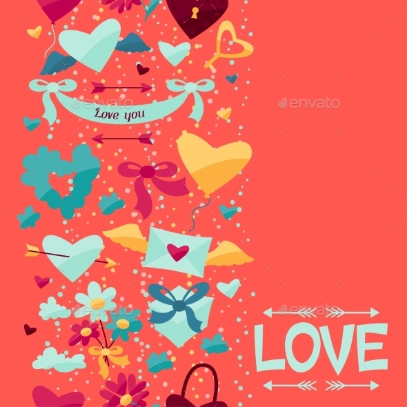 Pattern with Valentine's and Wedding Icons. - Valentines Seasons/Holidays