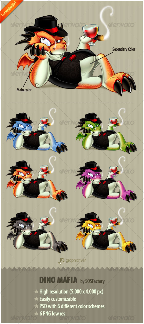 Dino Mafia Mascot Design - Characters Illustrations