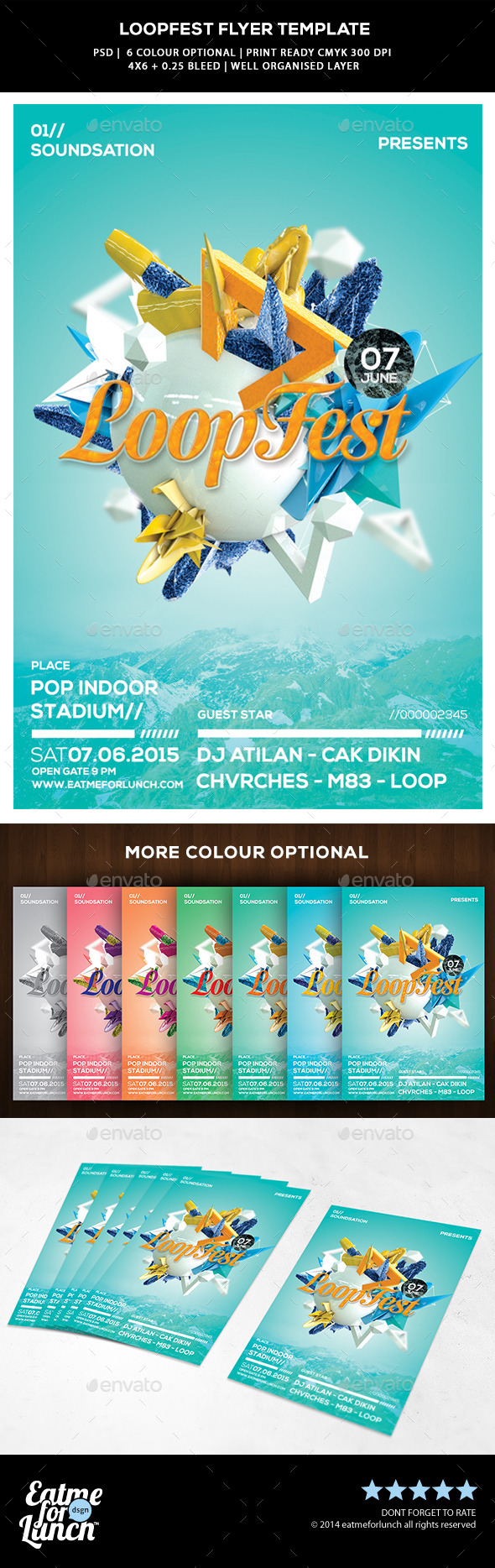 Pop Abstract Flyer Template - Loop Fest - Concerts Events