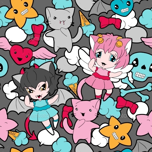 Doodle Pattern - Monsters Characters