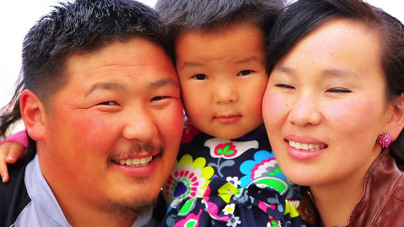Portrait Of Mongolian Family 