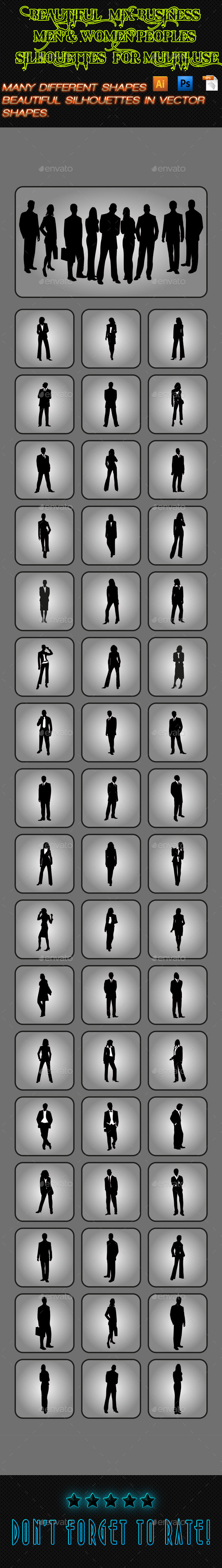 Business Men & Women Silhouettes 02 - People Characters