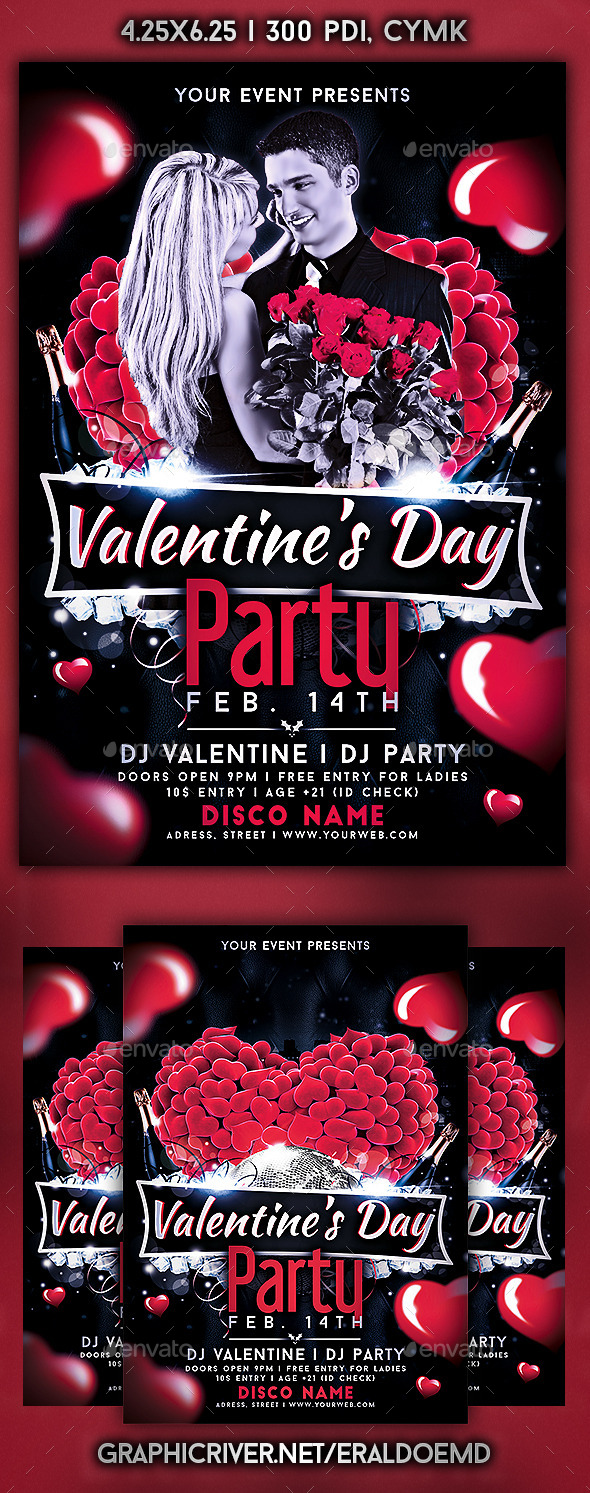 Valentine' Day Party Flyer - Events Flyers