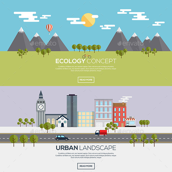 Flat Designed Banners - Web Elements Vectors