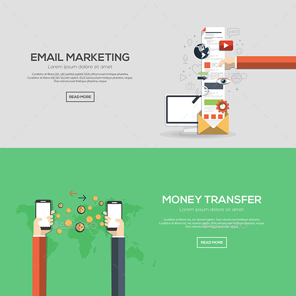 Flat Designed Banners - Media Technology