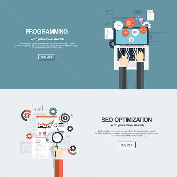 Flat Designed Banners - Computers Technology
