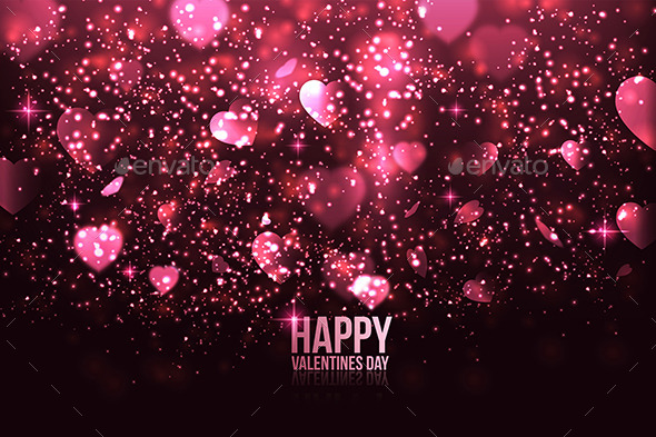 Happy Valentine's Day Card with Hearts - Valentines Seasons/Holidays
