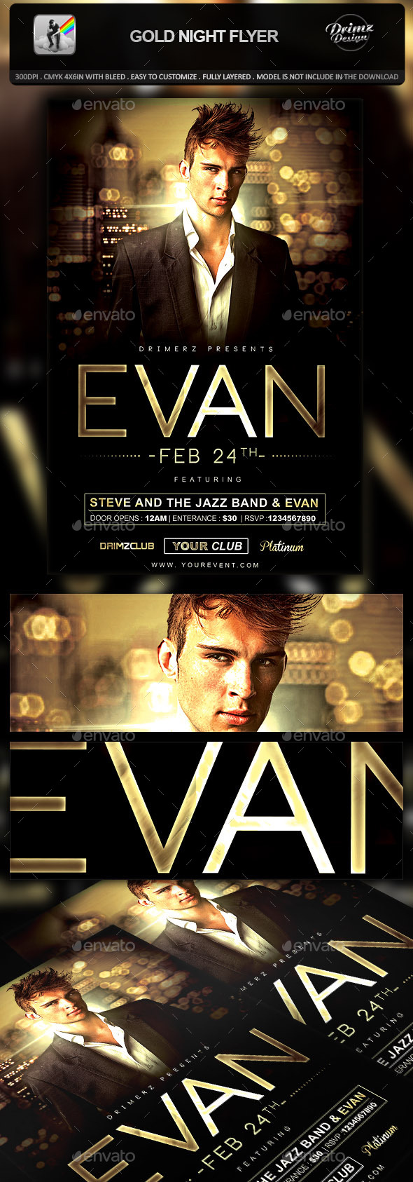 Gold Night Flyer - Events Flyers