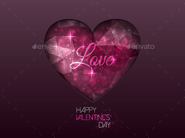 Colorful Abstract Background with Polygonal Heart - Valentines Seasons/Holidays