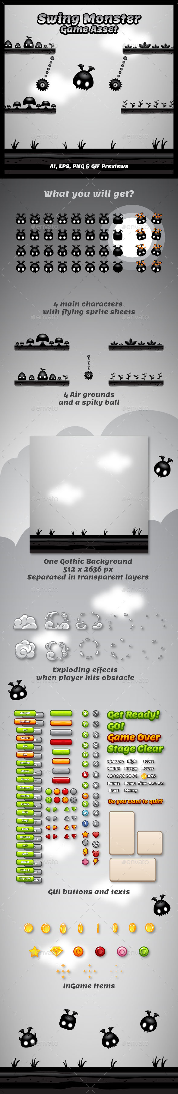 Swing Monster Game Asset - Game Kits Game Assets