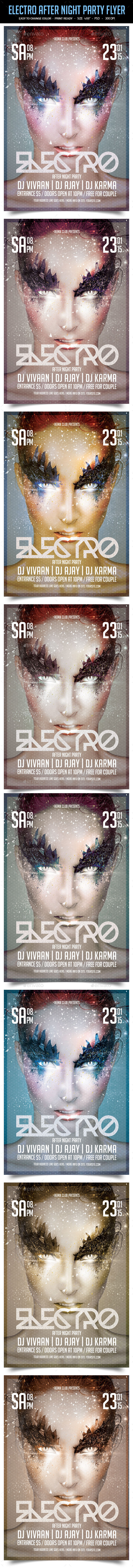 Electro After Night Party Flyer - Clubs & Parties Events