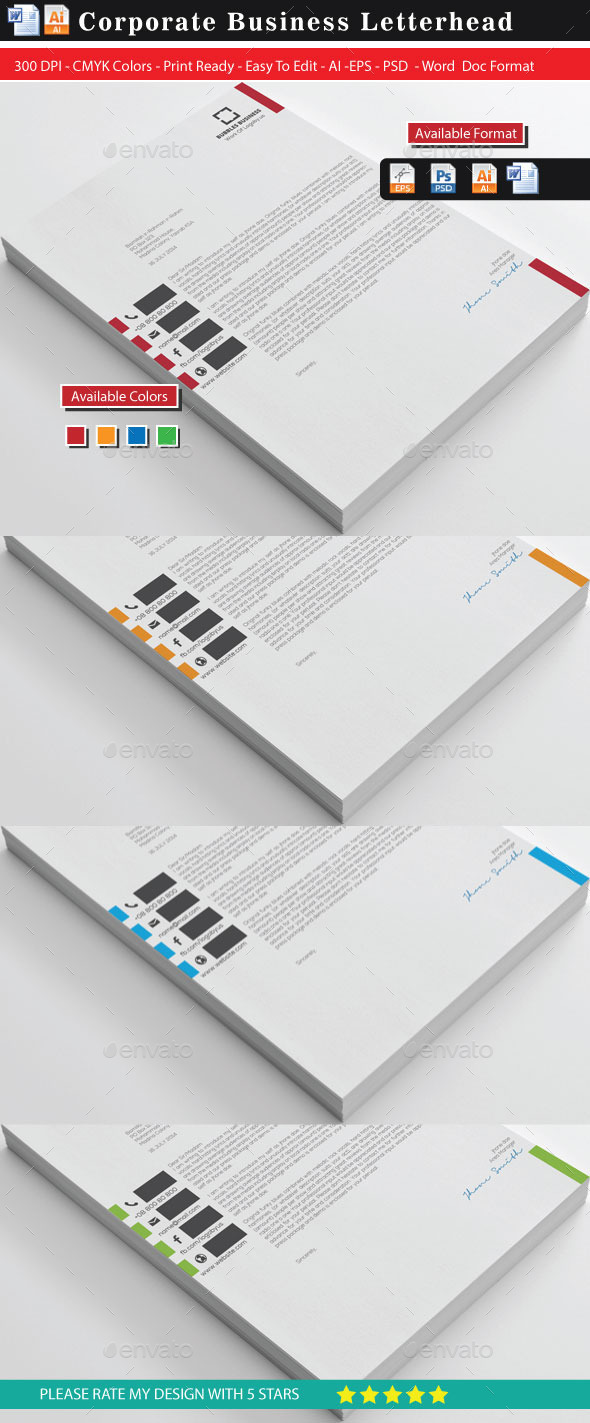 Corporate work 4 Business Letterhead - Stationery Print Templates