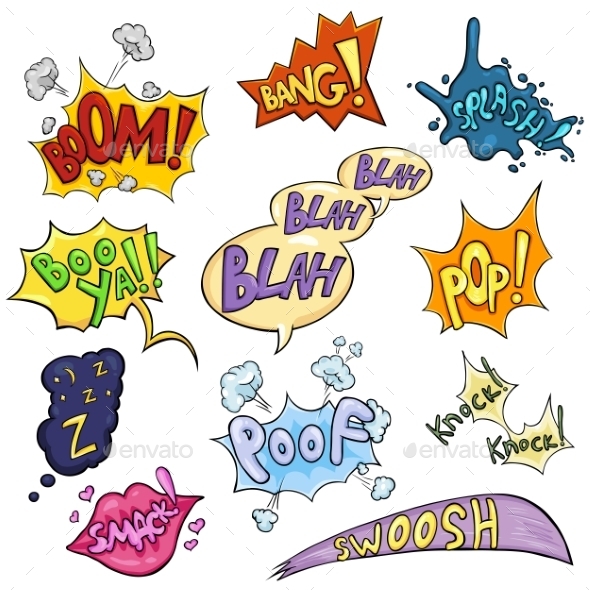Vector Set of Cartoon Comics Phrases and Effects. - Miscellaneous Vectors
