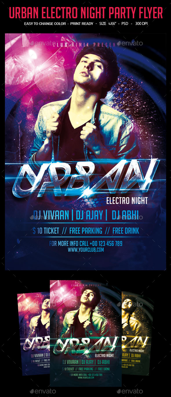 Urban Electro Night Flyer Template - Clubs & Parties Events