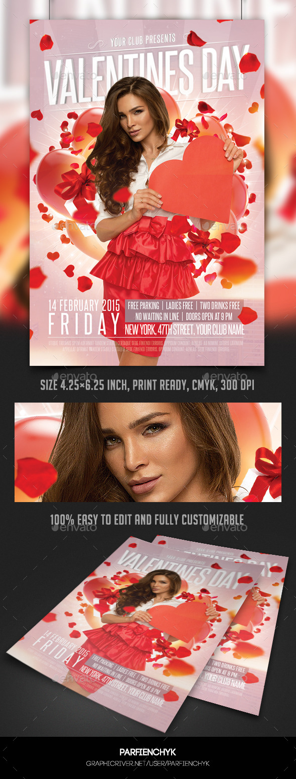 Valentines Day Party Flyer Template - Clubs & Parties Events