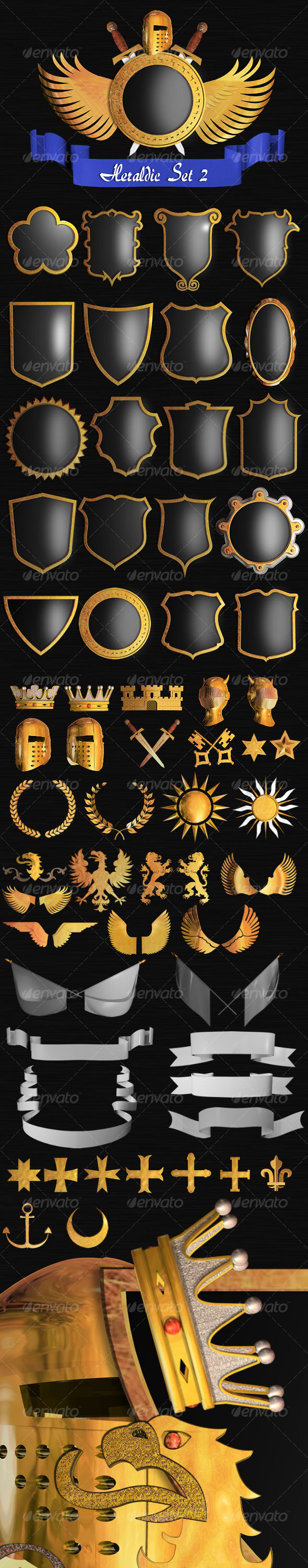Heraldic Set II - Objects 3D Renders