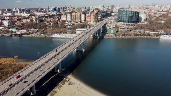 Road Bridge Across the River to the City