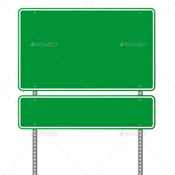 Green Blank Roadsign - Travel Conceptual