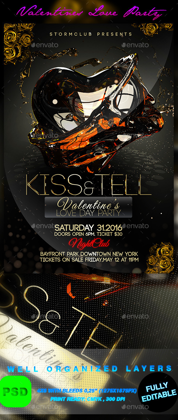 Valentines Love Party - Events Flyers