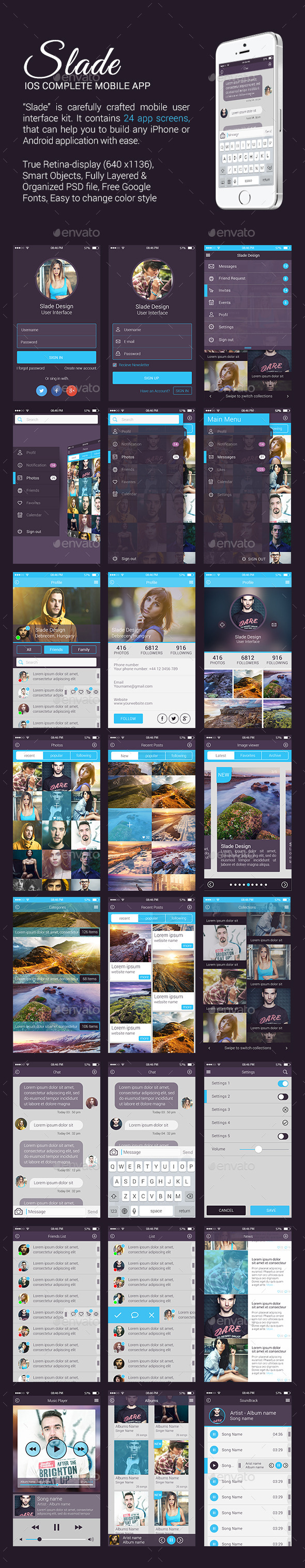 Slade iOS Complete Mobile App - User Interfaces Web Elements