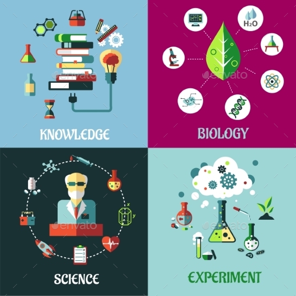 Science Experiment and Knowledge Concepts - Conceptual Vectors