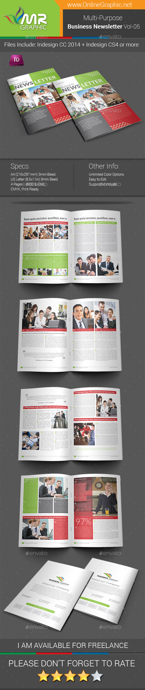 Multipurpose Business Newsletter Template Vol-05 - Newsletters Print Templates