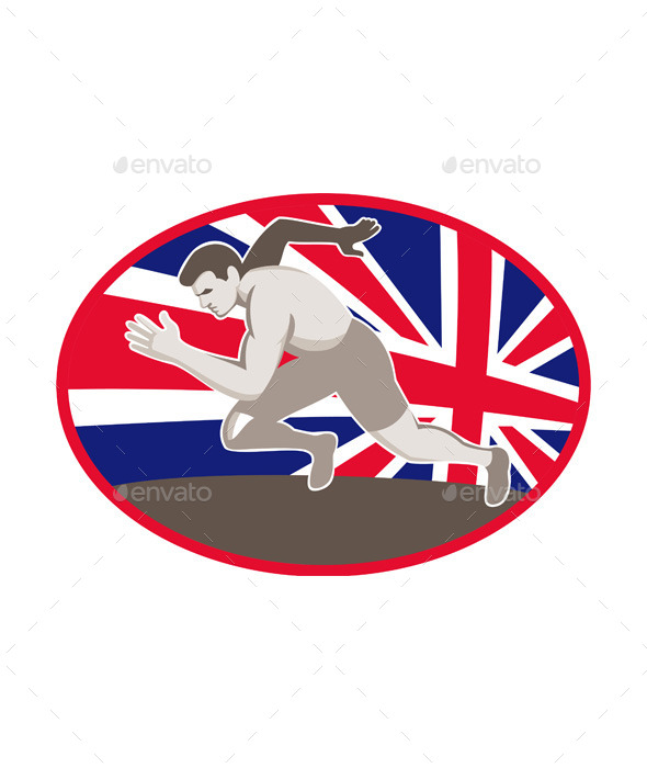Runner Track and Field Athlete British Flag - Sports/Activity Conceptual