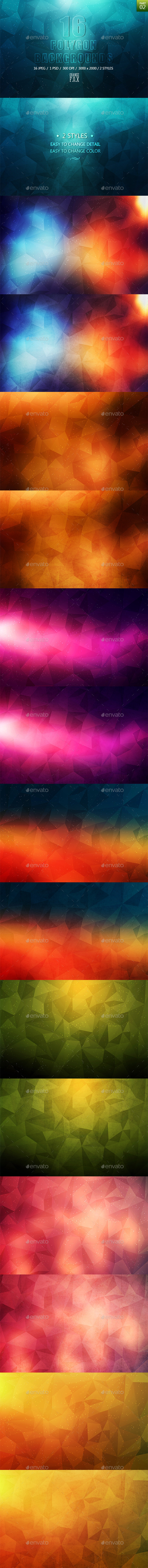 16 Polygon Backgrounds - 2 Styles - Part 02 - Abstract Backgrounds