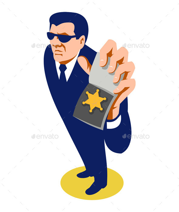 Secret Agent Showing ID Badge - People Characters