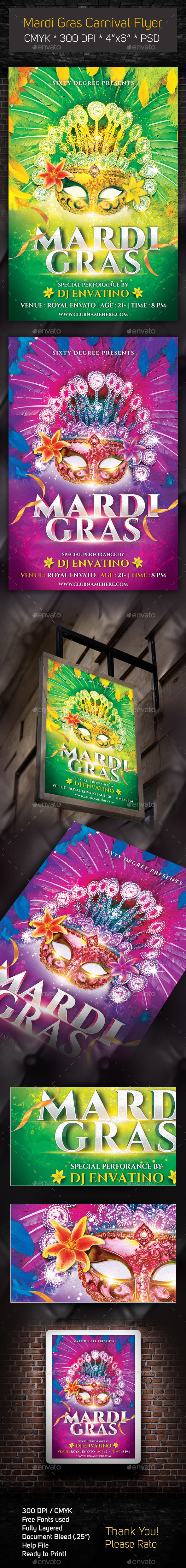 Mardi Gras Carnival Flyer - Clubs & Parties Events