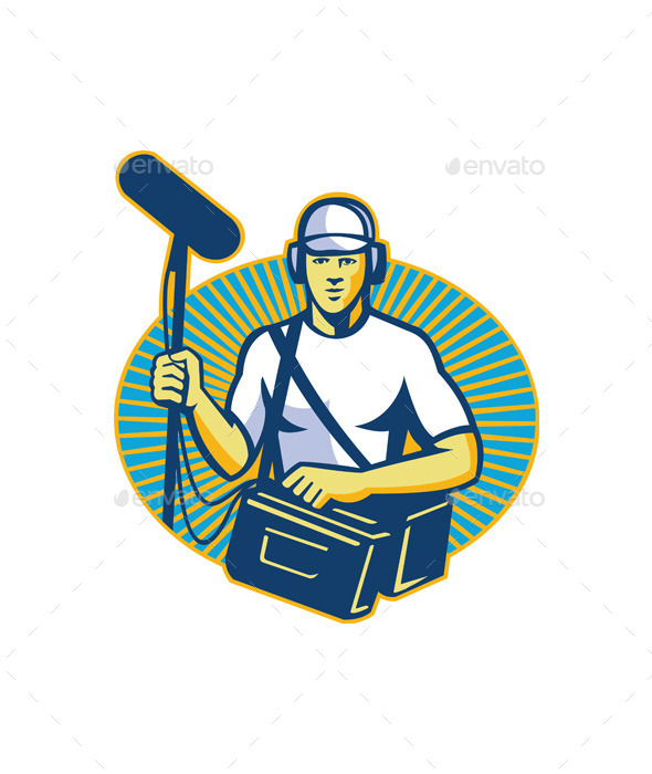 Soundman Worker with Microphone - People Characters